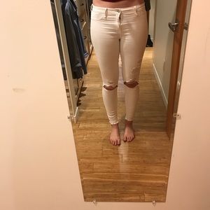 Cropped white jeans